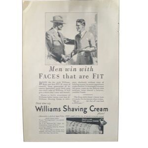 Vintage 1927 Williams Shaving Cream Men Win Ad Advertisement